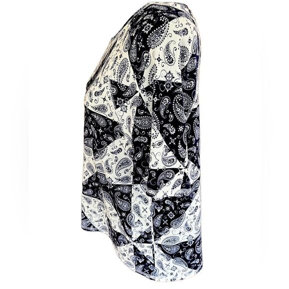 Kikit navy blue/ivory Patchwork Bandana print top size L - Picture 3 of 5